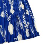Leo & Ugo Royal Blue Bold Print Midi Dress Sleeveless Stretch Pleated Size Small Photo 3