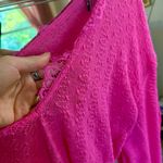 Free People Dream Girl V-Neck Bishop-Sleeve Pink Sweater Top Photo 5
