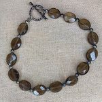 Sterling Silver Faceted Smokey Quartz  Spacers Toggle Clasp Tennis Bracelet 8” Photo 0