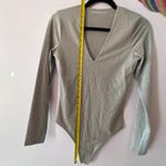 Abercrombie & Fitch  Silver Shimmer Sparkle V-neck Long Sleeve Bodysuit Medium Photo 9