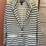 Gap navy & white preppy nautical horizontal striped knit blazer with pockets MD Size M Photo 0