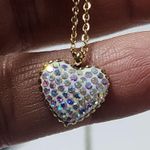 Dainty Gold Stainless Steel Chain And AB Heart Charm Pendant Photo 2