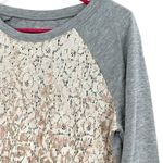 Loft Size Medium Sweater Gray Lacey Front Pullover Casual Cute Cottagecore Cozy Photo 2