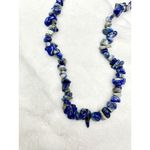 Free People NEW  Bohemian Single Strand Crystal Chip Beaded Necklace Lapis Blue Photo 1