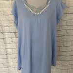 Earth Angels women XL short sleeve scoopneck nightgown w/lace trim blue Photo 0