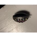 Vintage AB Rhinestone Jet Glass Domed Pendant 1950s Czech/West Germany Style Black Photo 14