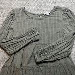 American Eagle  Womens XS Long Sleeve babydoll‎ Blouse Olive Green Open Back Boho Photo 1