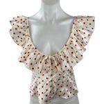 Peppermayo NEW  Regan White Red Polka Dots Ruffle Tie Cutout Blouse Top Size 4 Photo 0