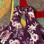 Miami Dark Purple White Floral Print High Neck Cutout Mini Dress Women’s Size XS Photo 1