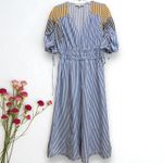 Loft MP Striped Tied Puff Sleeve Midi Dress Beach Nautical Spring Casual Party Photo 1