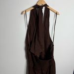 Loft NWOT  Beach Linen Halter Open Back Jumpsuit In‎ Brown Minimalist Size XL Photo 4