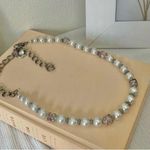 Silver Purple Pearl Necklace Vintage “Laetitia” Chunky Chain Clasp Crown Y2K Photo 3