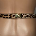 Elite Leopard Print Pony Hair Leather Belt Gold Buckle S Brown Photo 2