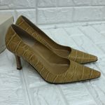 Amanda Smith  RIO camel‎ leather mustard faux crocodile pointy heels size 8 Photo 2