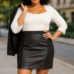 Lane Bryant  Womens Pencil Skirt Leather Look Faux Accent Black Size‎ 22 Photo 0