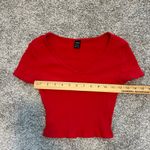 SheIn  ribbed Red‎ V-Neck short sleeve top size XS Photo 3