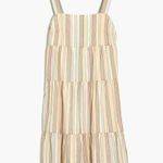 Madewell Button-Back Tiered Textural Rainbow Stripe Sun Summer Casual Dress Photo 2