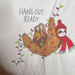 Old Navy Sloth Holiday Christmas Pajama Set White & Blue 100% Cotton Size XL Photo 2