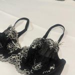 Gilligan O’Malley Black With White Floral Embroidery 34D Unlined Underwire Bra Size undefined Photo 3