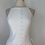 ZARA Solid White Drop Waist Sleeveless Button Front Dress Photo 1