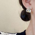 Women’s Clear Crystal Bow Stud Earrings White Photo 4