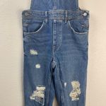 &Denim Distressed Full Length Denim Overalls Size 2 Blue Photo 3