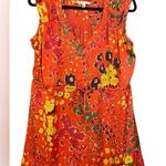 CAbi  Women's Art Teacher Satin Red Wildflower Tunic Top Photo 0