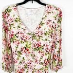 J.Jill Pebble Floral Hydrangea Garden Dipped Hem Lined Front Button Dress Large Photo 3