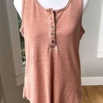 Anthropologie Jane + Delancey Peach Lt Blush Ribbed Distressed Henley Tank Top S Photo 0