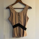 Alythea  Women’s Tan Ruffle Front Belted V-Neck Tank Top Size L Photo 1