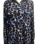 Badgley Mischka Women's Mischka blue multi-color long sleeve button down shirt size medium Photo 0