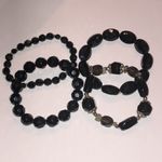 Black Silver Tone Beaded Retro Boho Stretchy Bracelets Photo 4