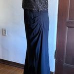 Haute Hippie | Navy Blue Beaded Silk High Neck wrap Skirt Gown Halter | Size 12 Photo 4