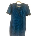 Vintage Scott McClintock formal brocade dress teal sz 14 Blue Photo 1