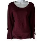 Liz Claiborne Sweater Medium Burgundy Bell Sleeve Tie Detail Pullover Top Vamp Photo 0