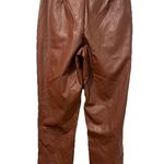 Wildfox  Pants Womens Medium Brown Faux Vegan Leather Slit Hem Straight Leg Photo 1