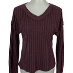 Altar'd State Altar’d State Ribbed Knit V Neck Long Sleeve Pullover Sweater Purple Small Photo 0
