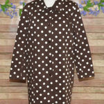 Liz Baker Ladies XL Brown Polka Dot Button Up Dress Jacket Coat Pockets Cotton Photo 0