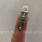 Turquoise Crescent Moon Barbell Earrings for Cartilage or Lobe Piercing 18g Green Photo 3