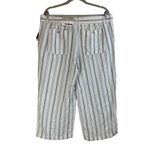 Liz Claiborne  Green Stone Stripe Linen Crop Pants Size L New Photo 1