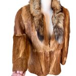 Vintage Red Fox Fur Jacket with fox tails neck Orange Size M Photo 3