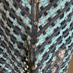 NAPA VALLEY Denim Vest SZ 1X Mixed Media Patches Open Weave Embroidery Western Blue Photo 3