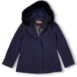 Sachi Collection Wool Cashmere Blend Coat Fox Fur Hood Women's S Navy Blue EGP Photo 0