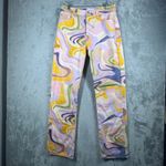 ZARA Jeans Womens Abstract Swirl Pants Size 8 Multicolor Retro Y2K Groovy Boho Photo 1