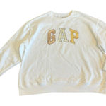 Gap Oversized Pullover Sweatshirt Sweater White Gold Silver Logo Stretch Size XL Photo 0