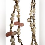 Freshwater Pearl, Rose Quartz and Rutilated Quartz long Hand Knotted Necklace Photo 5