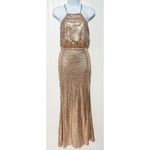 Lulus Lulu’s‎ My Muse Rose Gold Sequin Maxi Dress Gown Criss Cross Back Sleeveless XS Photo 16