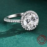 Sterling Silver SIZE 8 925 Round Sparkling AAAAA CZ Ring Photo 2