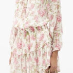 Love Shack Fancy Popover Silk Dress in Blushing Rose Photo 0