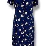 Gap NWT Size 14 Navy Floral Button-Front V-Neck Midi Dress Cottage Photo 0